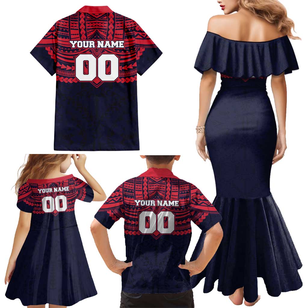 Personalized Melbourne Demons Family Matching Mermaid Dress and Hawaiian Shirt Polynesian Tribal Pattern Heritage Football