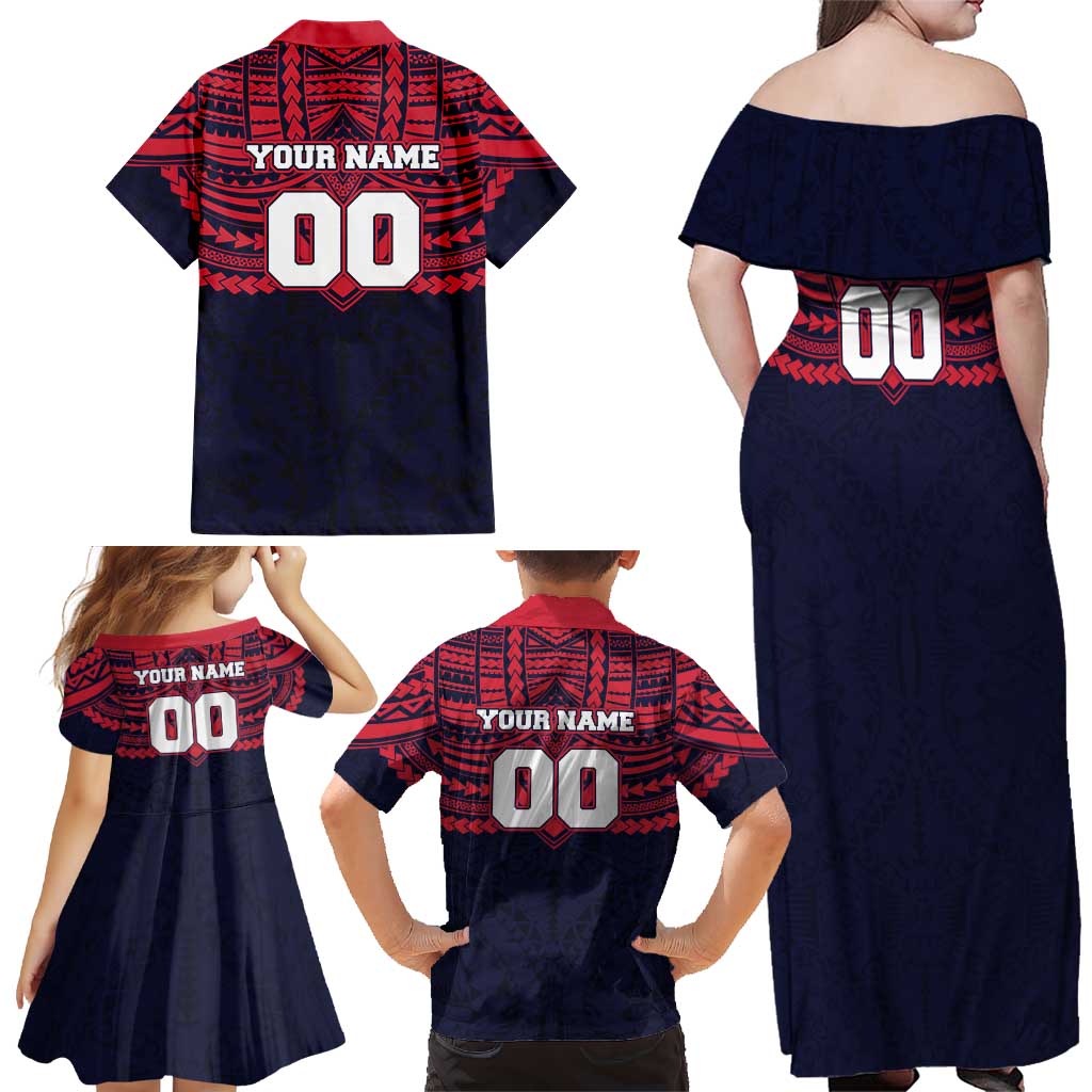 Personalized Melbourne Demons Family Matching Off Shoulder Maxi Dress and Hawaiian Shirt Polynesian Tribal Pattern Heritage Football