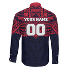 Personalized Melbourne Demons Family Matching Off Shoulder Maxi Dress and Hawaiian Shirt Polynesian Tribal Pattern Heritage Football