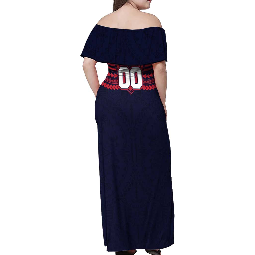 Personalized Melbourne Demons Family Matching Off Shoulder Maxi Dress and Hawaiian Shirt Polynesian Tribal Pattern Heritage Football