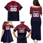 Personalized Melbourne Demons Family Matching Puletasi and Hawaiian Shirt Polynesian Tribal Pattern Heritage Football