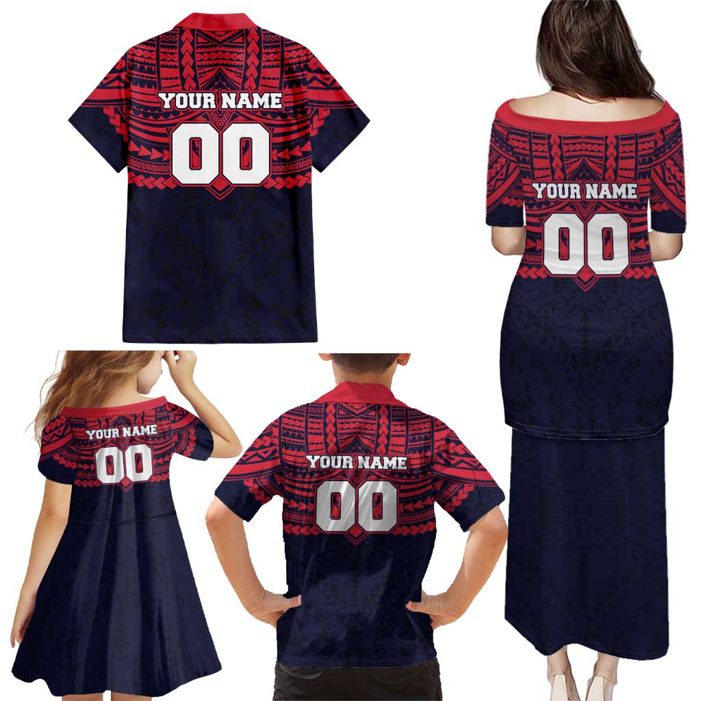 Personalized Melbourne Demons Family Matching Puletasi and Hawaiian Shirt Polynesian Tribal Pattern Heritage Football