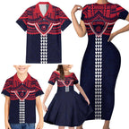 Personalized Melbourne Demons Family Matching Short Sleeve Bodycon Dress and Hawaiian Shirt Polynesian Tribal Pattern Heritage Football