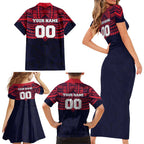 Personalized Melbourne Demons Family Matching Short Sleeve Bodycon Dress and Hawaiian Shirt Polynesian Tribal Pattern Heritage Football