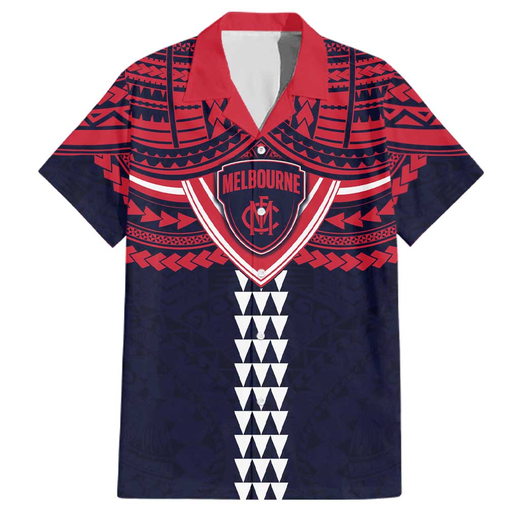 Personalized Melbourne Demons Family Matching Short Sleeve Bodycon Dress and Hawaiian Shirt Polynesian Tribal Pattern Heritage Football