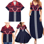 Personalized Melbourne Demons Family Matching Summer Maxi Dress and Hawaiian Shirt Polynesian Tribal Pattern Heritage Football