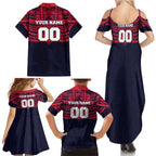 Personalized Melbourne Demons Family Matching Summer Maxi Dress and Hawaiian Shirt Polynesian Tribal Pattern Heritage Football