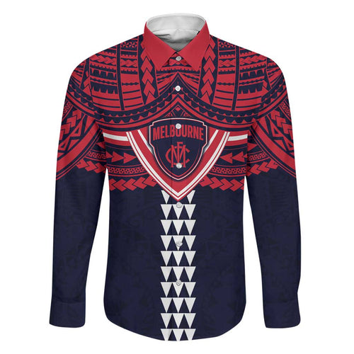 Personalized Melbourne Demons Family Matching Summer Maxi Dress and Hawaiian Shirt Polynesian Tribal Pattern Heritage Football