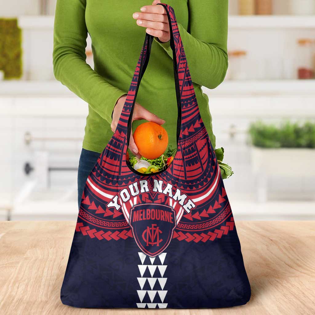 Personalized Melbourne Demons Grocery Bag Polynesian Tribal Pattern Heritage Football