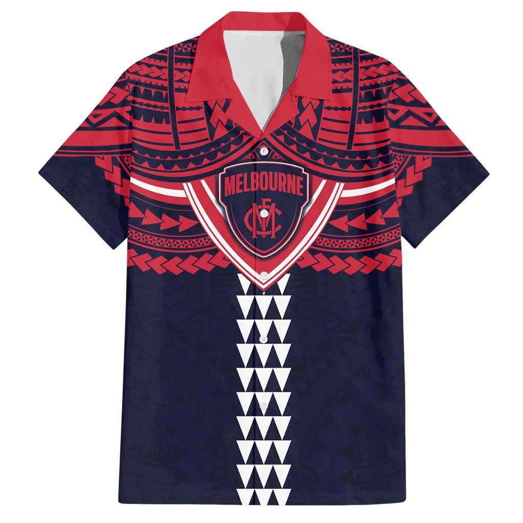 Personalized Melbourne Demons Hawaiian Shirt Polynesian Tribal Pattern Heritage Football