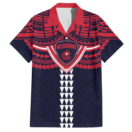 Personalized Melbourne Demons Hawaiian Shirt Polynesian Tribal Pattern Heritage Football