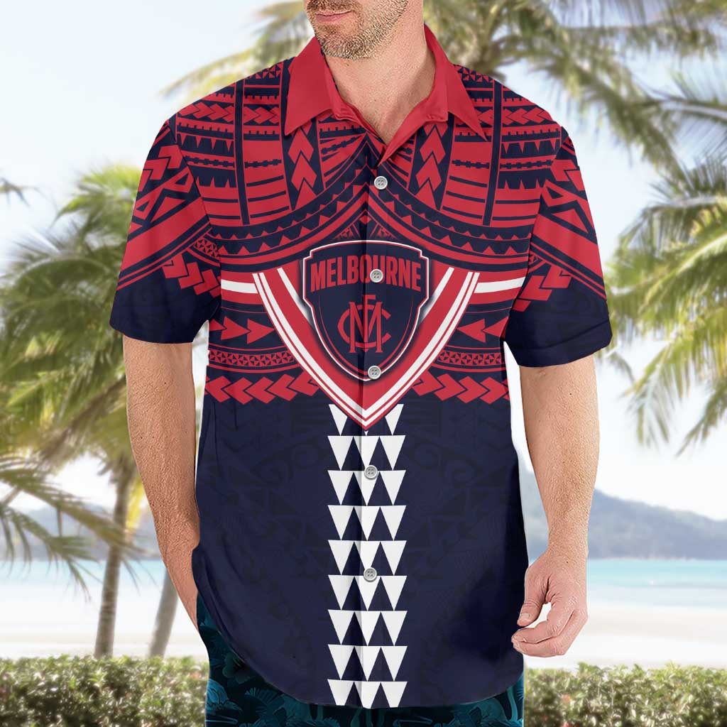 Personalized Melbourne Demons Hawaiian Shirt Polynesian Tribal Pattern Heritage Football