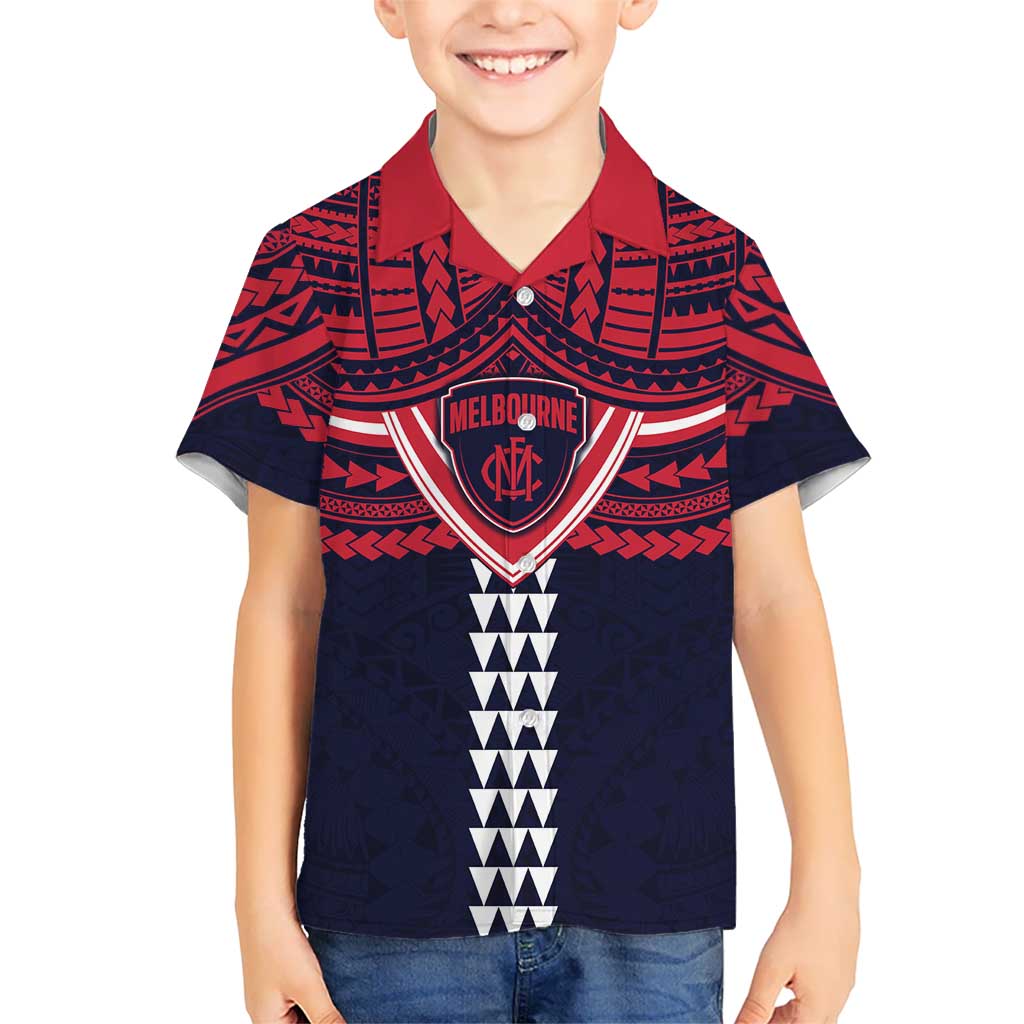 Personalized Melbourne Demons Hawaiian Shirt Polynesian Tribal Pattern Heritage Football