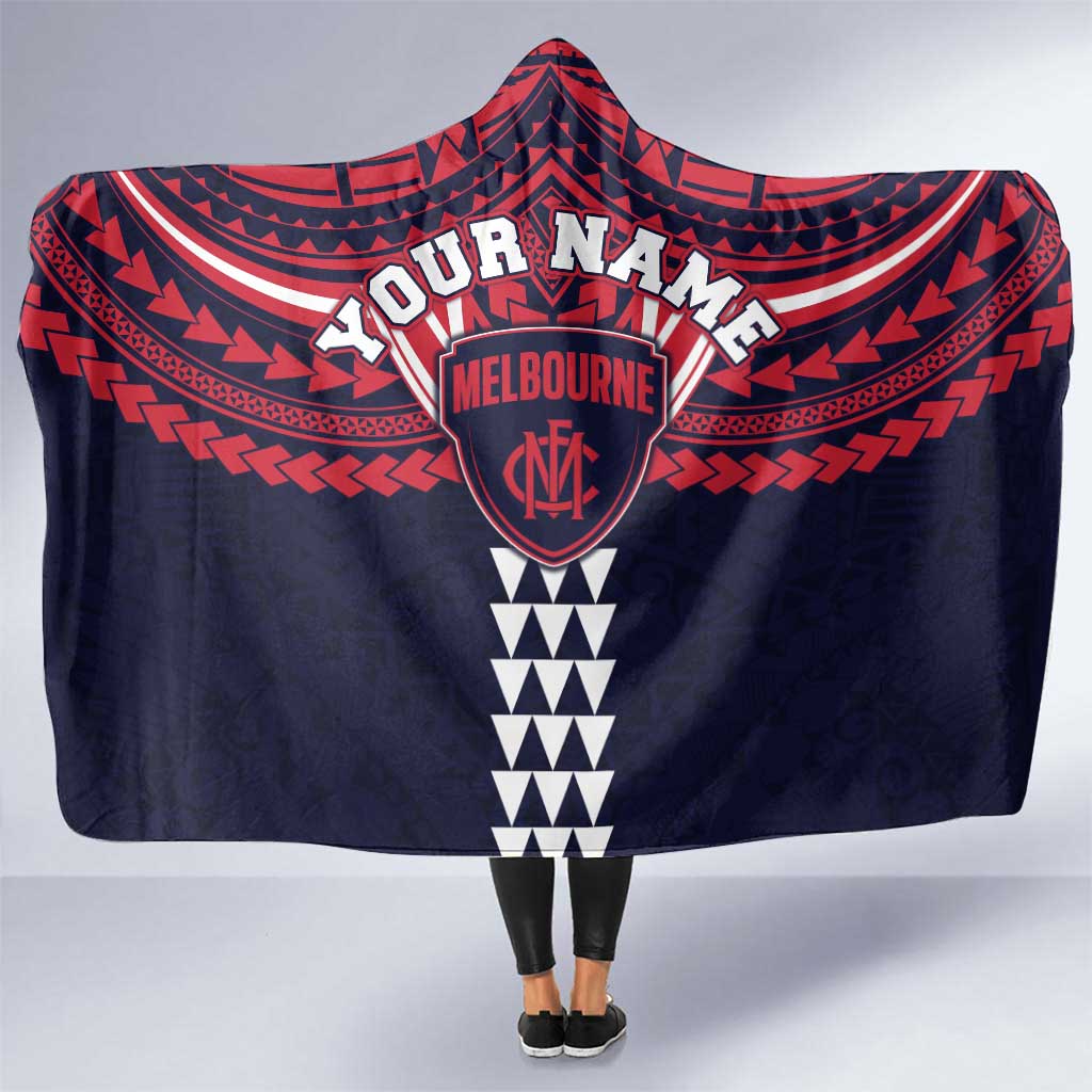 Personalized Melbourne Demons Hooded Blanket Polynesian Tribal Pattern Heritage Football