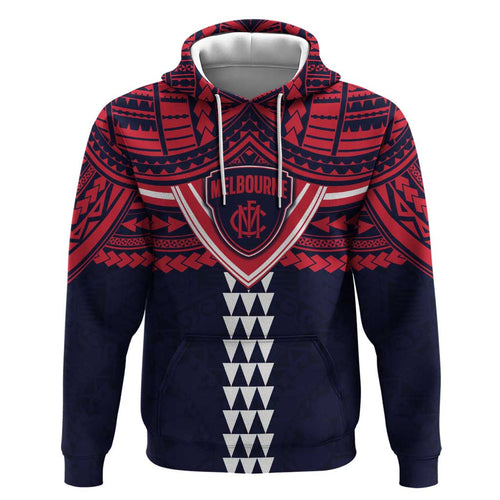 Personalized Melbourne Demons Hoodie Polynesian Tribal Pattern Heritage Football