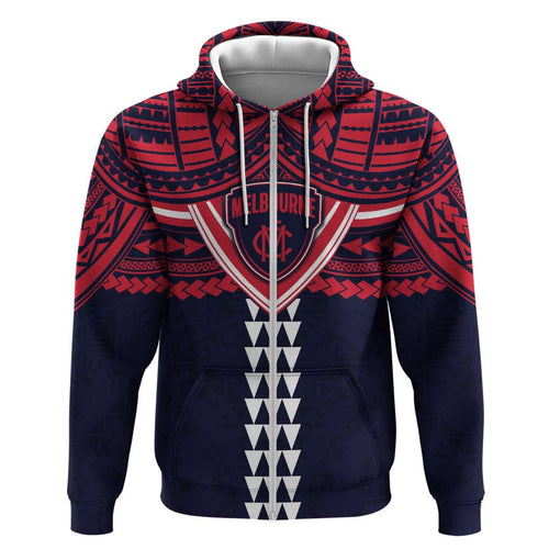 Personalized Melbourne Demons Hoodie Polynesian Tribal Pattern Heritage Football
