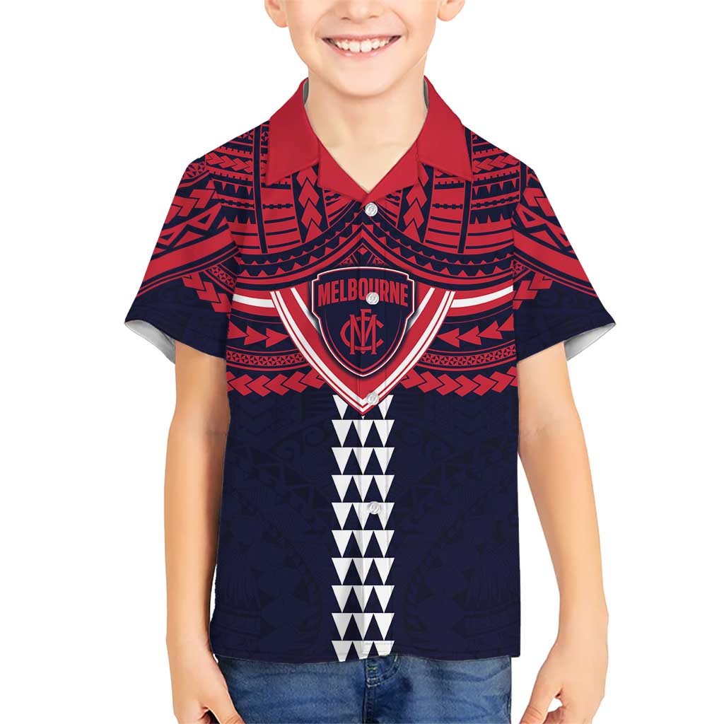 Personalized Melbourne Demons Kid Hawaiian Shirt Polynesian Tribal Pattern Heritage Football