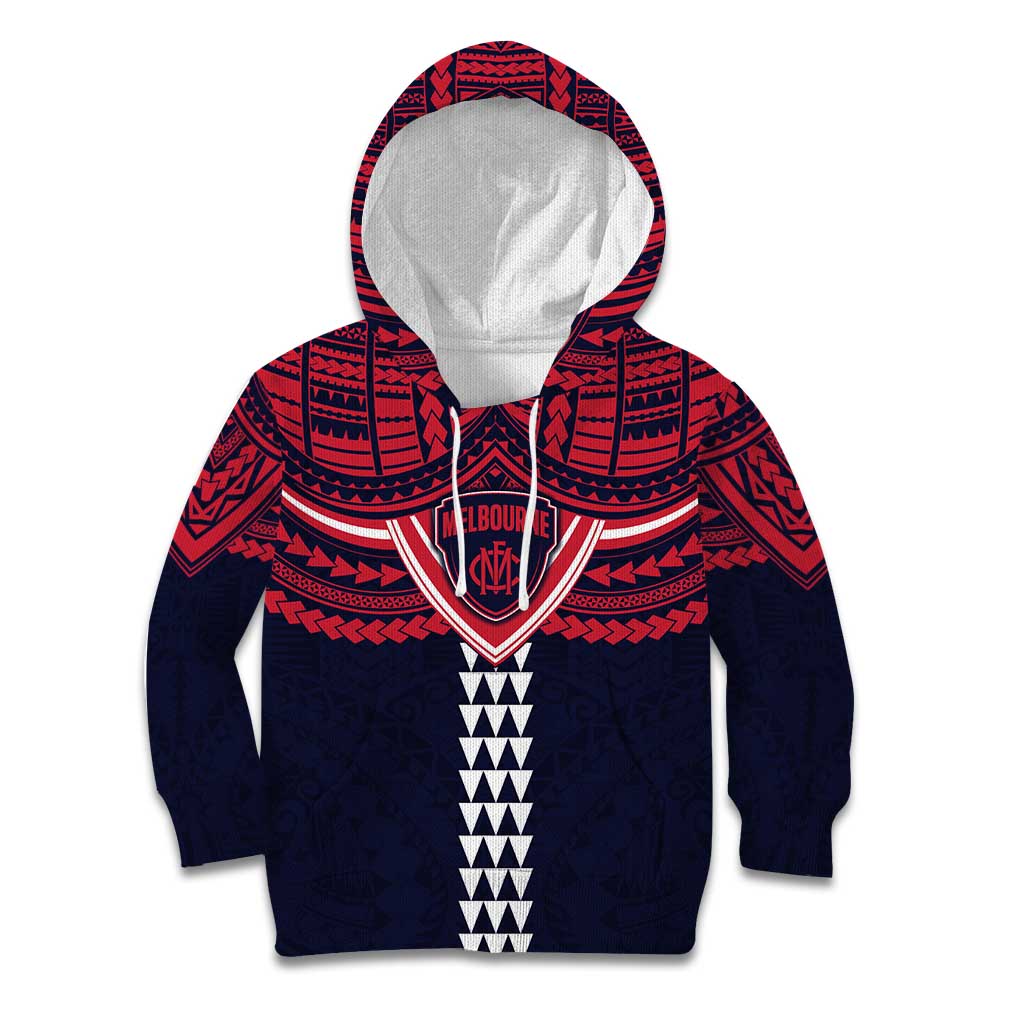 Personalized Melbourne Demons Kid Hoodie Polynesian Tribal Pattern Heritage Football