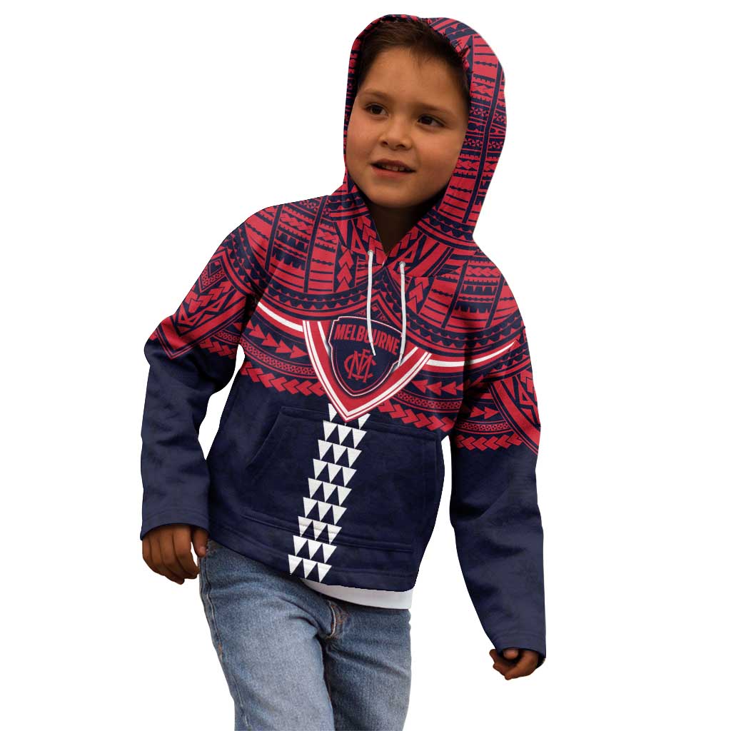 Personalized Melbourne Demons Kid Hoodie Polynesian Tribal Pattern Heritage Football
