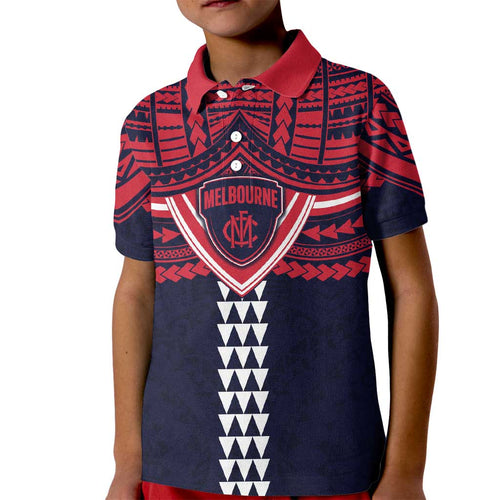 Personalized Melbourne Demons Kid Polo Shirt Polynesian Tribal Pattern Heritage Football