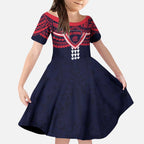 Personalized Melbourne Demons Kid Short Sleeve Dress Polynesian Tribal Pattern Heritage Football