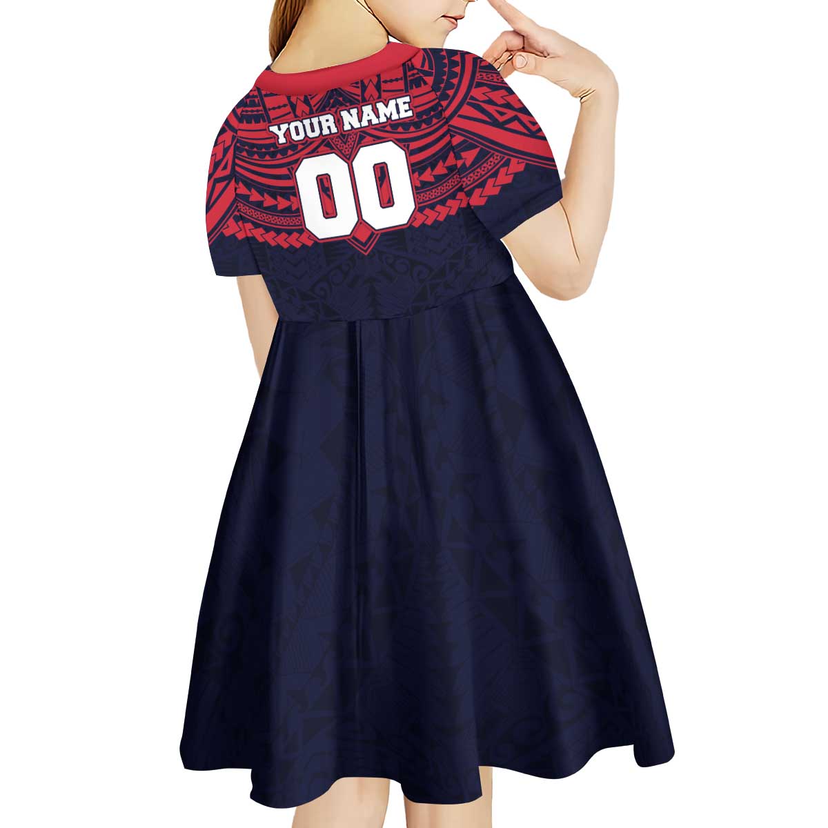 Personalized Melbourne Demons Kid Short Sleeve Dress Polynesian Tribal Pattern Heritage Football