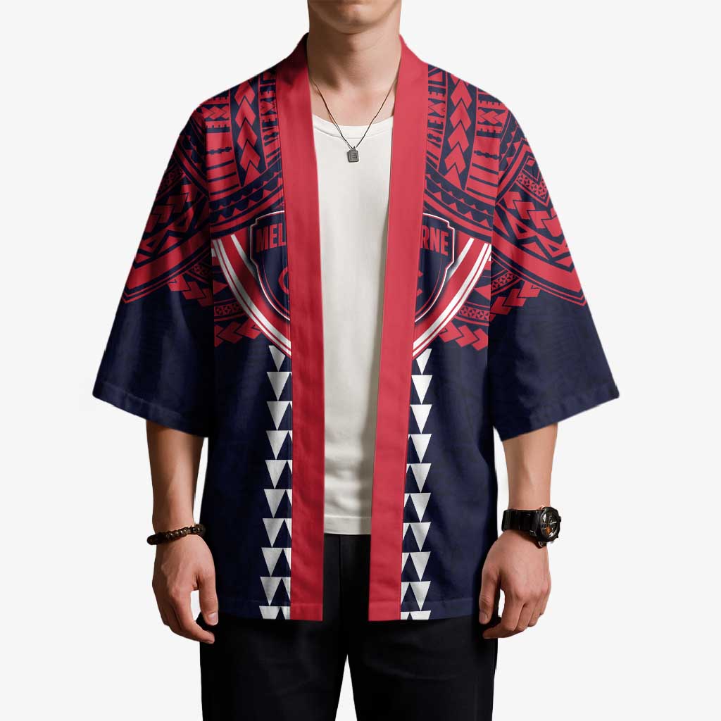 Personalized Melbourne Demons Kimono Polynesian Tribal Pattern Heritage Football