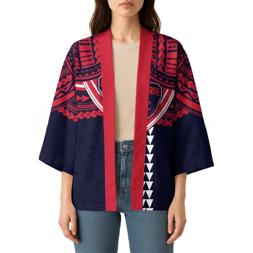 Personalized Melbourne Demons Kimono Polynesian Tribal Pattern Heritage Football