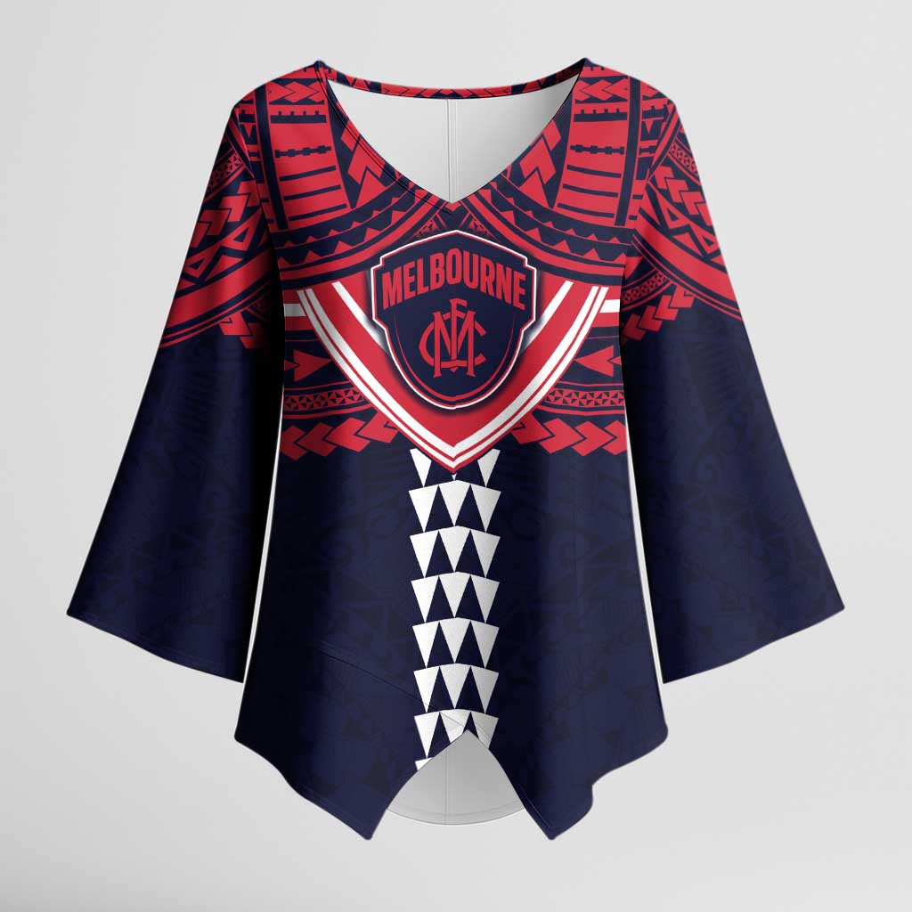 Personalized Melbourne Demons Kimono Sleeve Blouse Polynesian Tribal Pattern Heritage Football