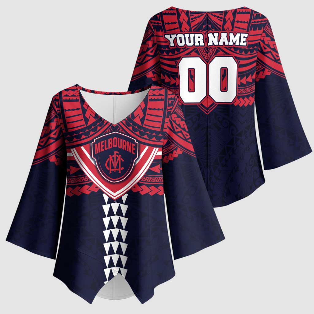Personalized Melbourne Demons Kimono Sleeve Blouse Polynesian Tribal Pattern Heritage Football