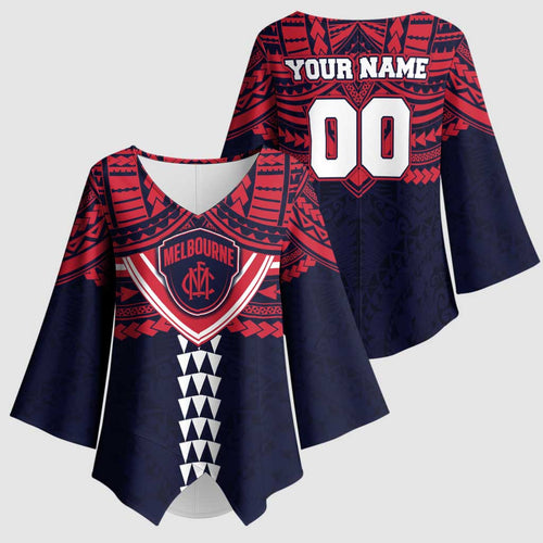 Personalized Melbourne Demons Kimono Sleeve Blouse Polynesian Tribal Pattern Heritage Football