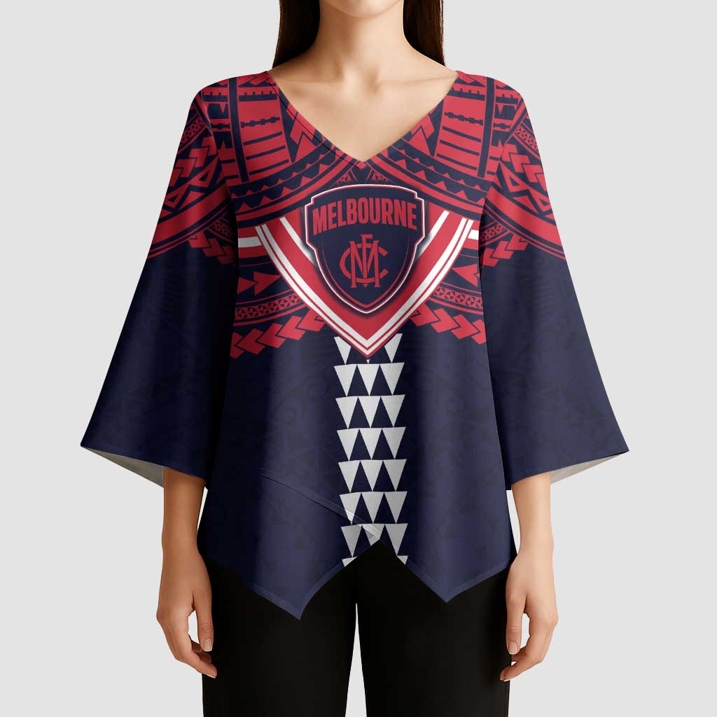 Personalized Melbourne Demons Kimono Sleeve Blouse Polynesian Tribal Pattern Heritage Football