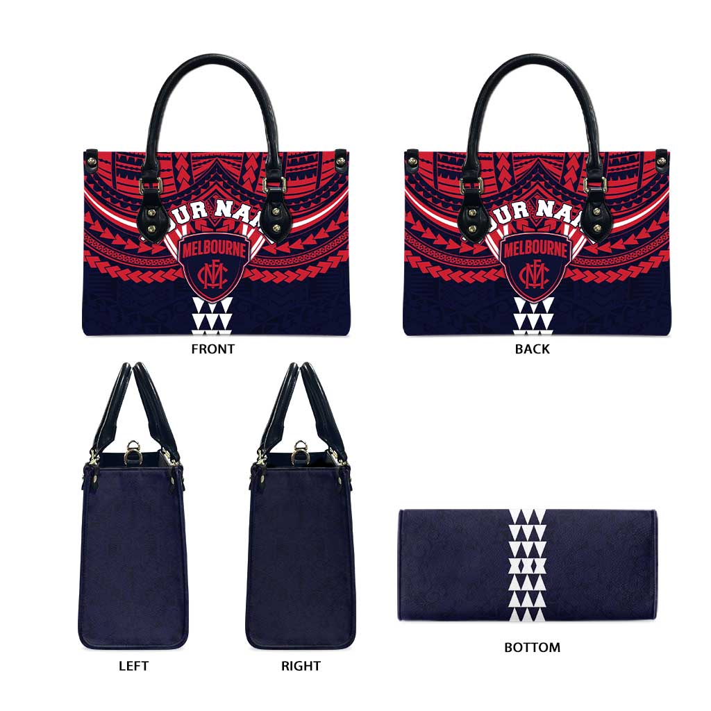Personalized Melbourne Demons Leather Bag Polynesian Tribal Pattern Heritage Football