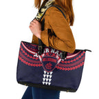 Personalized Melbourne Demons Leather Tote Bag Polynesian Tribal Pattern Heritage Football