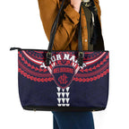 Personalized Melbourne Demons Leather Tote Bag Polynesian Tribal Pattern Heritage Football