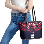 Personalized Melbourne Demons Leather Tote Bag Polynesian Tribal Pattern Heritage Football