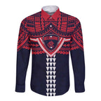 Personalized Melbourne Demons Long Sleeve Button Shirt Polynesian Tribal Pattern Heritage Football