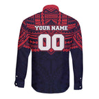 Personalized Melbourne Demons Long Sleeve Button Shirt Polynesian Tribal Pattern Heritage Football