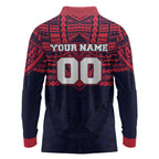 Personalized Melbourne Demons Long Sleeve Polo Shirt Polynesian Tribal Pattern Heritage Football