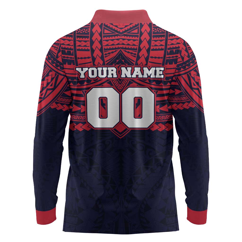 Personalized Melbourne Demons Long Sleeve Polo Shirt Polynesian Tribal Pattern Heritage Football