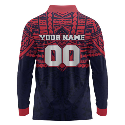 Personalized Melbourne Demons Long Sleeve Polo Shirt Polynesian Tribal Pattern Heritage Football