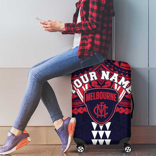 Personalized Melbourne Demons Luggage Cover Polynesian Tribal Pattern Heritage Football