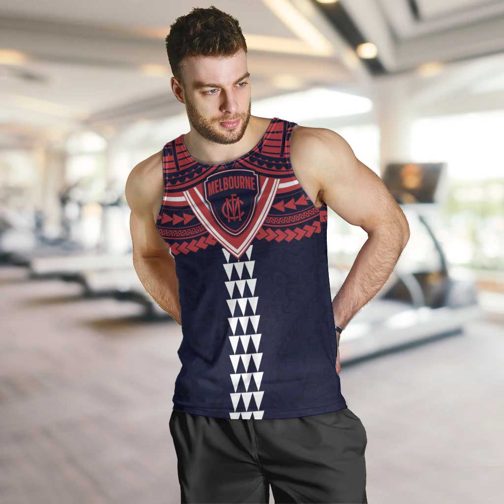 Personalized Melbourne Demons Men Tank Top Polynesian Tribal Pattern Heritage Football