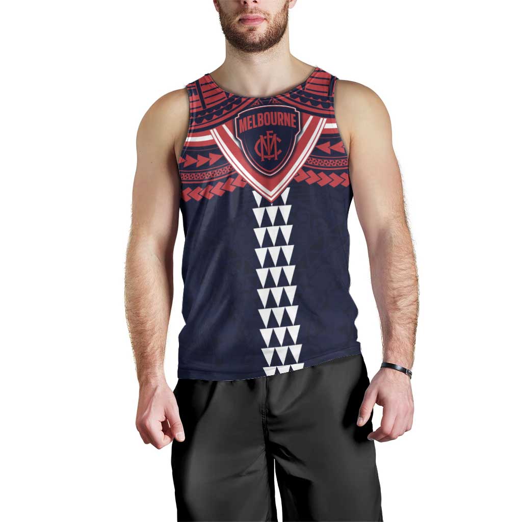 Personalized Melbourne Demons Men Tank Top Polynesian Tribal Pattern Heritage Football