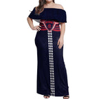 Personalized Melbourne Demons Off Shoulder Maxi Dress Polynesian Tribal Pattern Heritage Football
