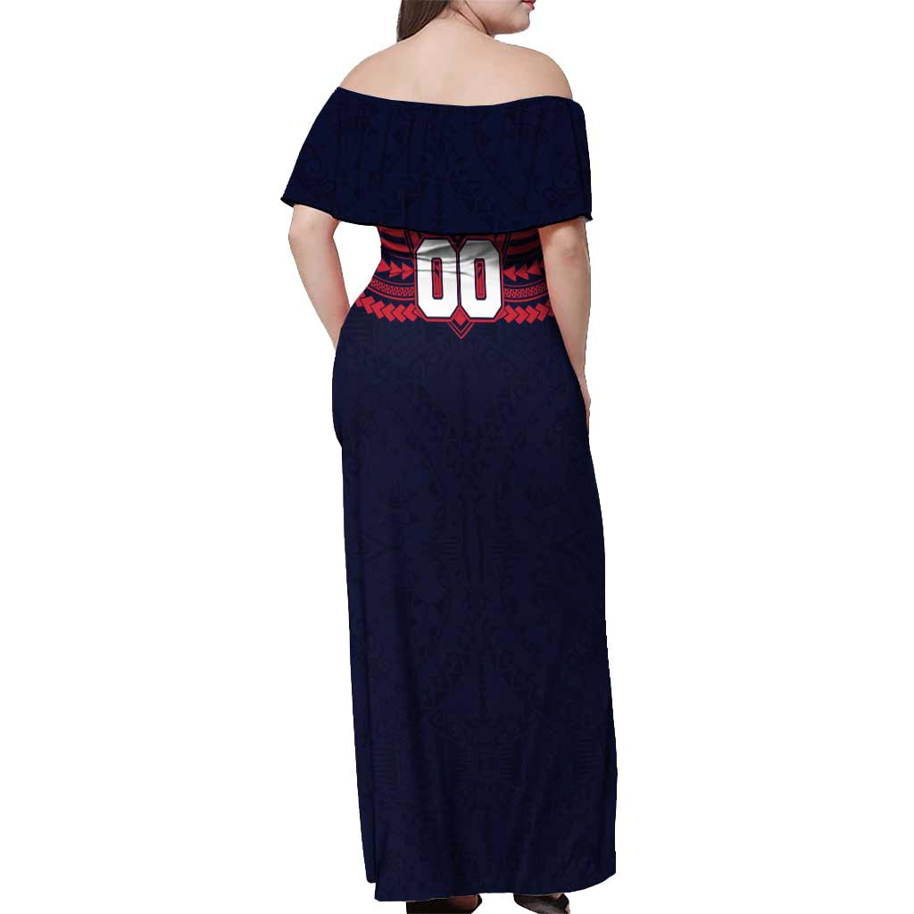 Personalized Melbourne Demons Off Shoulder Maxi Dress Polynesian Tribal Pattern Heritage Football