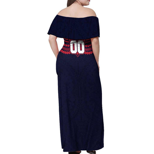 Personalized Melbourne Demons Off Shoulder Maxi Dress Polynesian Tribal Pattern Heritage Football