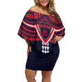 Personalized Melbourne Demons Off Shoulder Short Dress Polynesian Tribal Pattern Heritage Football