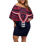 Personalized Melbourne Demons Off Shoulder Short Dress Polynesian Tribal Pattern Heritage Football