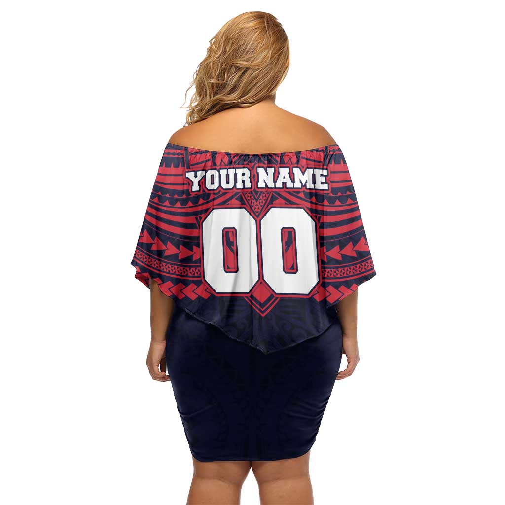 Personalized Melbourne Demons Off Shoulder Short Dress Polynesian Tribal Pattern Heritage Football